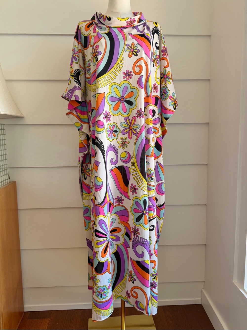 Vintage 1970s Butterfield 8 by Eduardo Psychedelic Floral Kaftan Maxi Dress - Picture 11 of 11